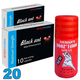 DOOZ 14000 & Black-Ant Erection Capsules Combo, 20 Capsules reviews and discounts sex shop