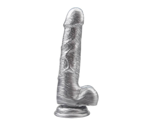 Realistic dildo with testicles Justin Sider Silver 19cm reviews and discounts sex shop