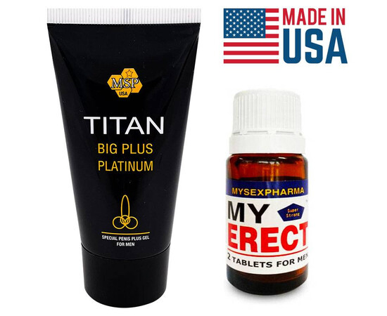 Promo Package Titan Gel for enlargement + MyErect capsule for strong erection reviews and discounts sex shop