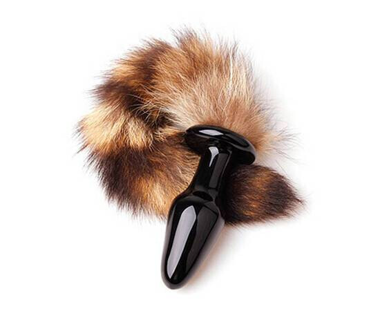 Glass butt plug with Real Fox tail reviews and discounts sex shop