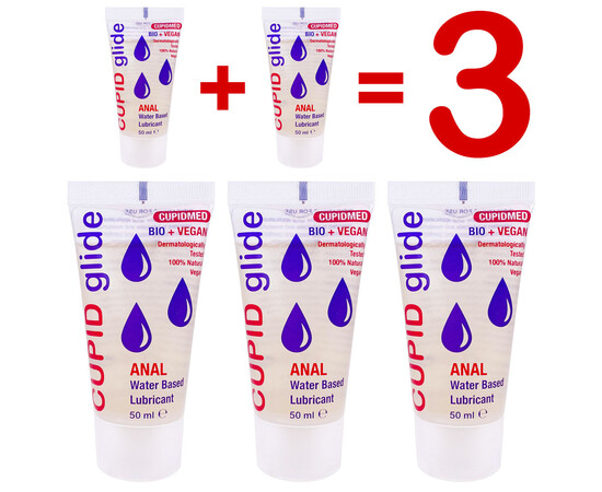 Cupid Glide Anal Bio Vegan Lubricant - 3 pack of 50ml tubes reviews and discounts sex shop
