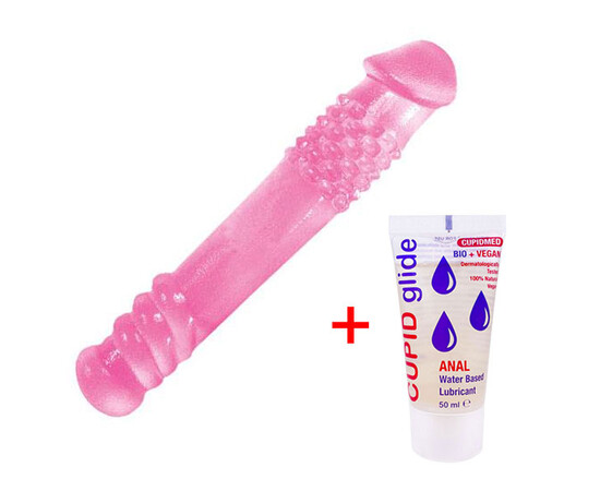 PROMO!!! Double dildo in pink Sugar Baby + Anal Lubricant Cupid Glide Bio Vegan 50ml reviews and discounts sex shop