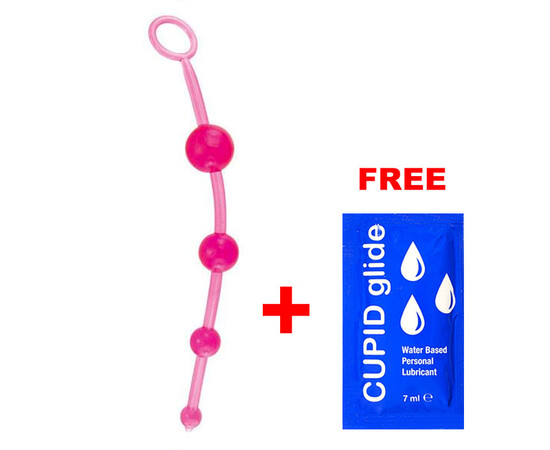 Pink Jelly Beads anal rosary + free lubricant reviews and discounts sex shop