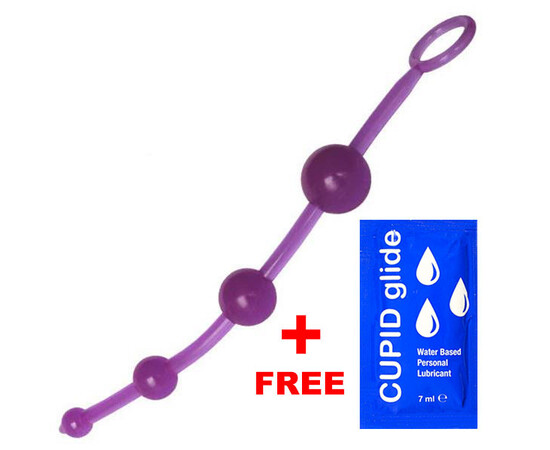 Purple Jelly Beads anal rosary + free lubricant reviews and discounts sex shop